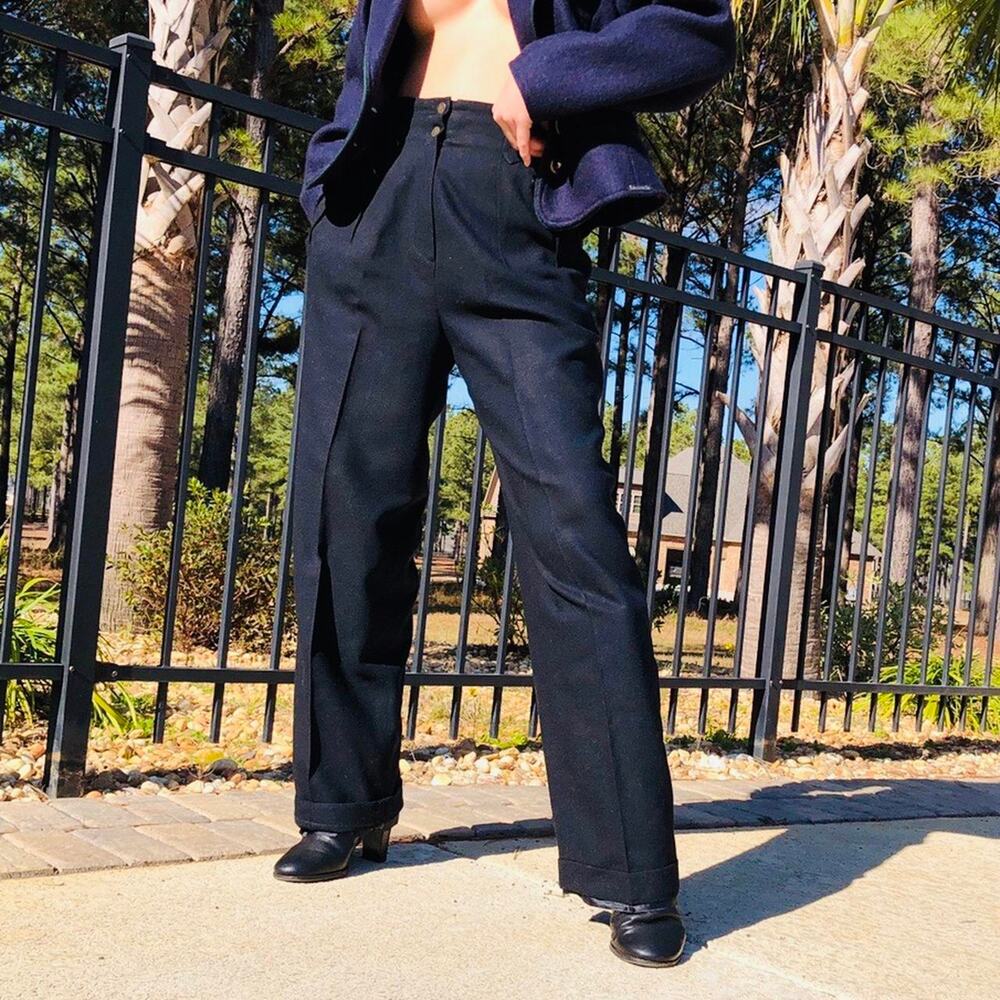 High Waisted Double Button Black